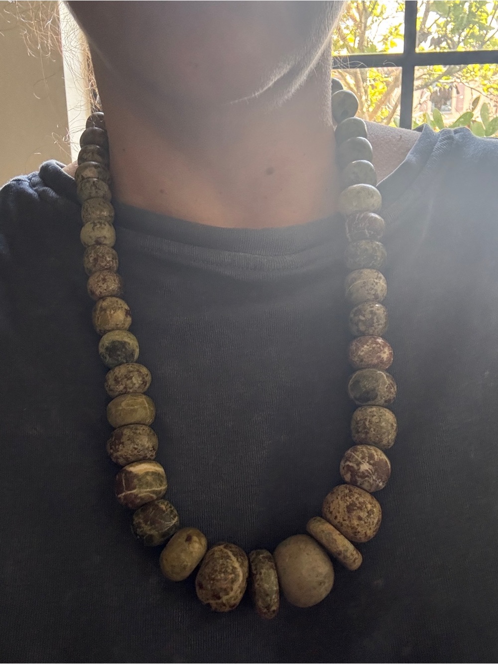Natural Stone Bead Necklace in Earthy Tones - Picture 6 of 6